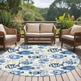 thumbnail image 5 of Round Area Rug 5ft,Vintage Tropical Blue Sea Fish Coral Washable Carpet Non-Slip Runner Accent Rugs Indoor Floor Mat for Bedroom Living Room Decor,Watercolor Ocean Marine Life, 5 of 9
