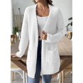 thumbnail image 5 of Open Front Women Casual Fall Sweater Long Sleeve with Pockets Sweater Cardigan White L, 5 of 9