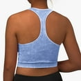 thumbnail image 3 of ASFGIMUJ Womens Seamless Ribbed Longline High Neck Sports Bra - Racerback Padded Slim Fit Crop Tank Top With Built In Pads, 3 of 4