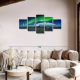thumbnail image 2 of Elephant Stock Northern Lights Airplane Wall Art - Horizontal Multi Panel Canvas - 5 Pieceliving Room Wall Decor - Photography Transportation Multi Panel - Gray And Blue Decor - 74" x 34", 2 of 4