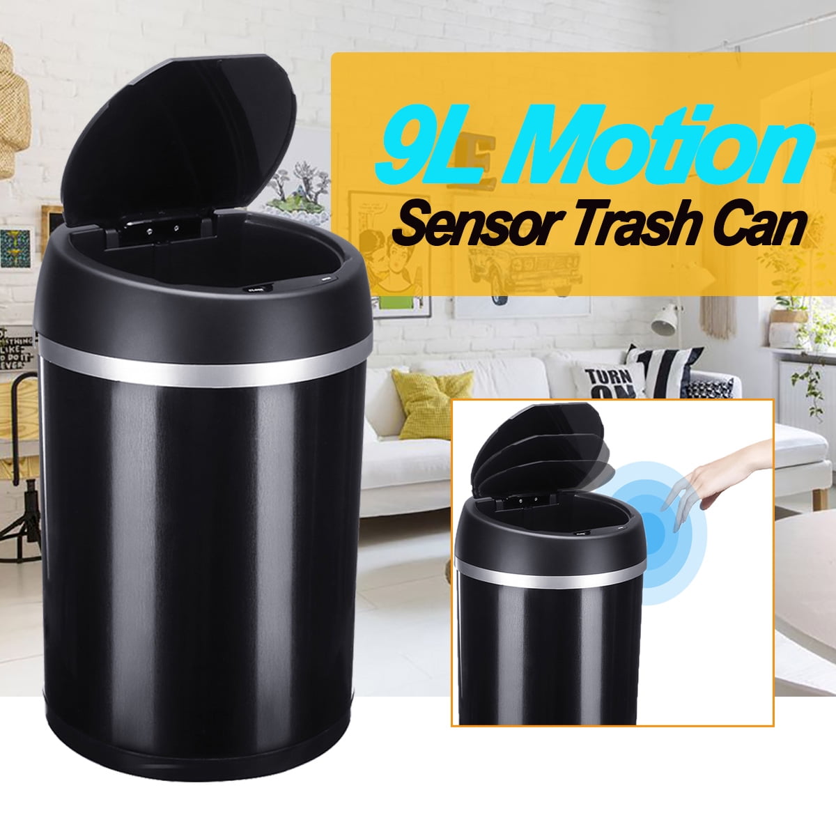 2.4 Gal Trash Can Bin Kitchen Mini Trash Can Touch Free Automatic