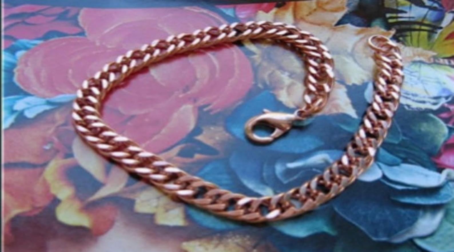 9 inch solid copper bracelet 1/4 of an inch wide.