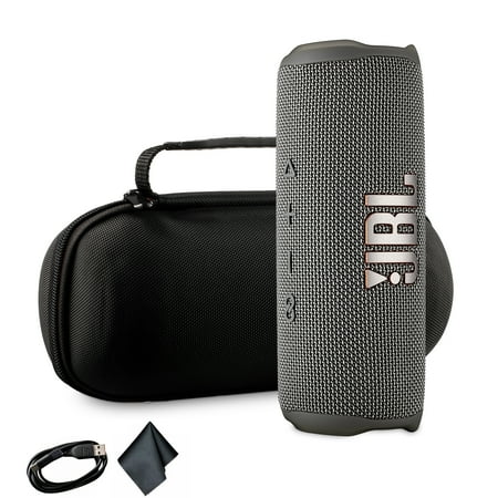 JBL Flip 6 Portable Bluetooth Speaker, IP67 Waterproof, Deep Bass, Gray Bundle with Travel Case (International Model)