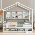 thumbnail image 2 of Full House Bed With Roof Frame, Bedside-Shelves, Under Bed Storage Unit,White, 2 of 9