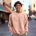 thumbnail image 3 of Dalix Ghost Embroidery Relaxed Crewneck Sweatshirt Soft Fleece Fit Lounge Mens in Pink S Small, 3 of 5