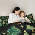 thumbnail image 5 of Feelyou Kids Christmas Queen Comforter Set, Cartoon Dots Xmas Tree Bedding Sets, Gold Snowflake Print Reversible Bedding Comforter Set, Super Cozy Room Decor, 3 Pieces, 5 of 8