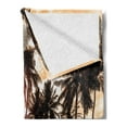 thumbnail image 2 of Beach Soft Flannel Fleece Blanket, Tropic Ocean Sea Love Bora Bora Island Palms Art Scenery View in Sunset Colors, Cozy Plush for Indoor and Outdoor Use, 50" x 60", Orange and Brown, by Ambesonne, 2 of 5