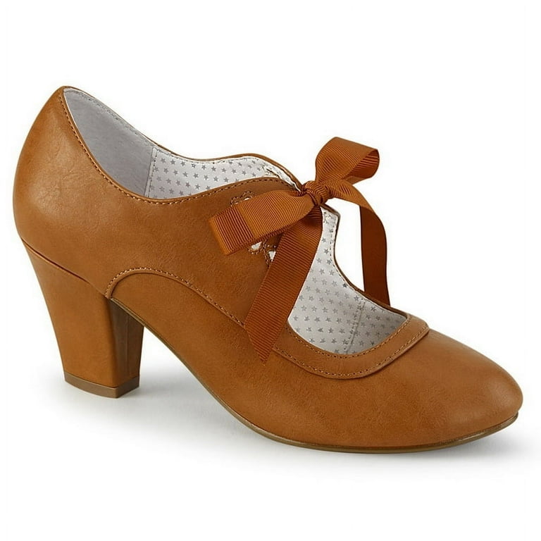 Pin Up Couture WIGGLE-32 Cuben Heel Mary Jane Pump w/Ribbon Pin Up Couture WIGGLE-32 Cuben Heel Mary Jane Pump w/Ribbon