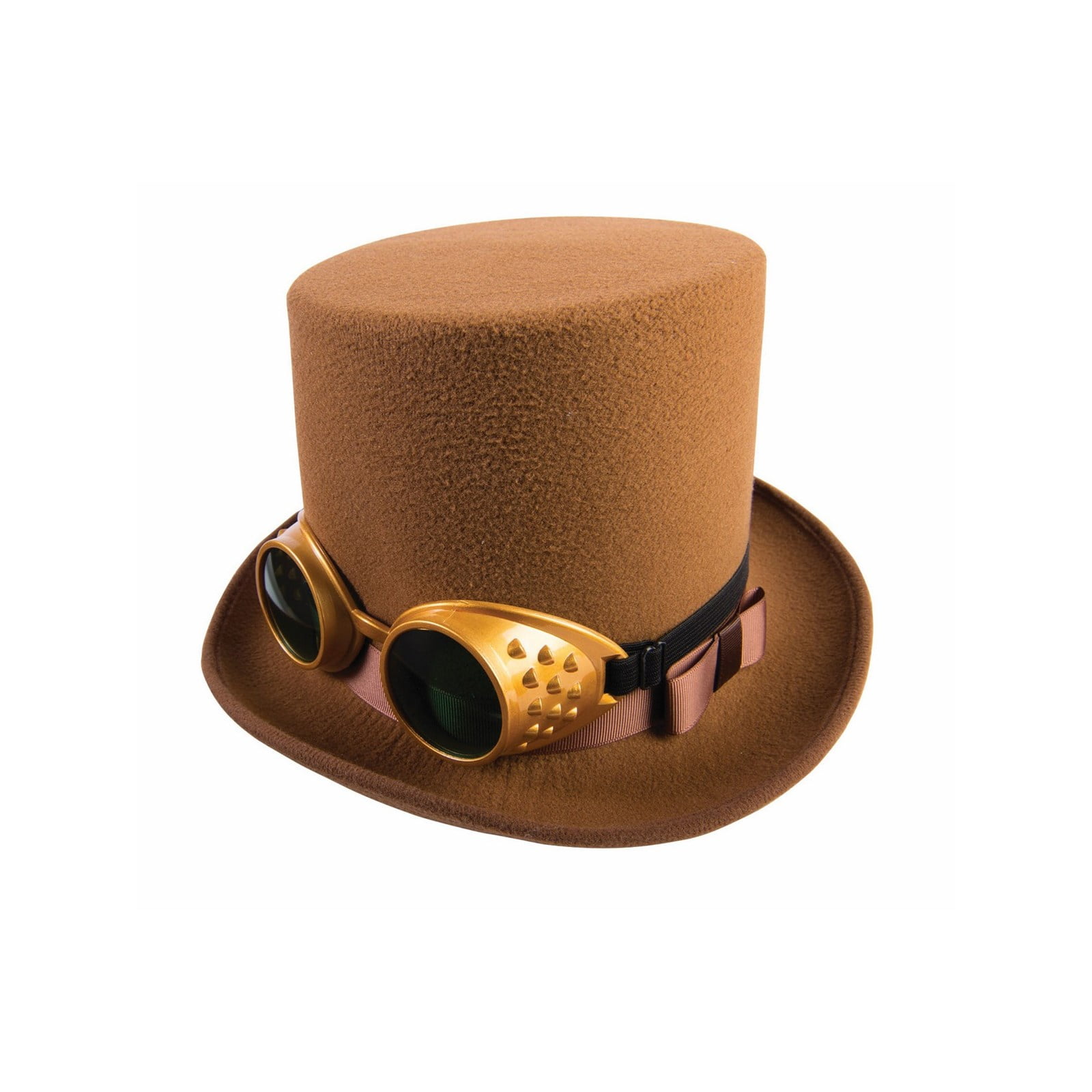 Mens Steampunk Gear Top Hat removable goggles Halloween costume accessory Gold 