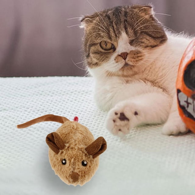 Ratón automático interactivo para gatos de interior, juguete para gatos, suministros para mascotas, evitación de obstáculos inteligente, juguetes para Marrón