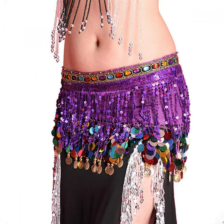 Belly Dance Costume Hip Skirt Scarf Wrap Waist Belt Bling Coin