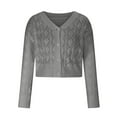 thumbnail image 4 of Women's Lightweight Crochet Cropped Cardigan 2024 V Neck Long Sleeve Button Down Bolero Shrug Sweater Tops, 4 of 6