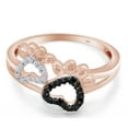thumbnail image 2 of AFFY Round Shape White & Black Diamond Paw Print Promise Ring 14K Rose Gold Over Sterling Silver, 2 of 7