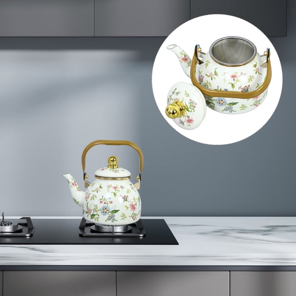 HONMEET Camping Tea Kettle Enamel Teapot Multi 1Pcs 7.5x5.5x5.5in
