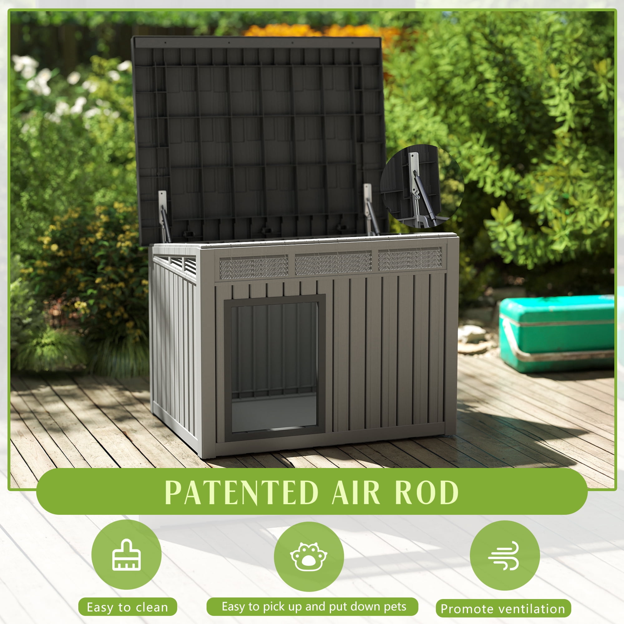 Dog House for Indoor & Outdoor Use - Weatherproof Roof & Removable Floor, Fits Small to Medium Dogs