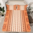 thumbnail image 3 of Feelyou Vintage Orange Aztec Twin Sheet Sets, Mid Century Fashion Twin Fitted Sheet, Teens Adult Women Men Flat Sheet, Ultra Soft Bedroom Decor, 3 Pieces, 3 of 8