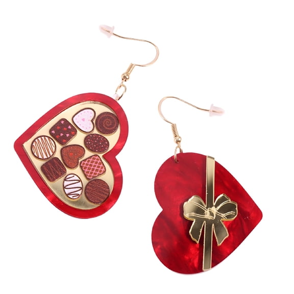DESIGNICE Chocolate Gift Box Heart Earrings Trendy Women Ear Studs Valentine's Day Jewelry Valentine Earrings for Women