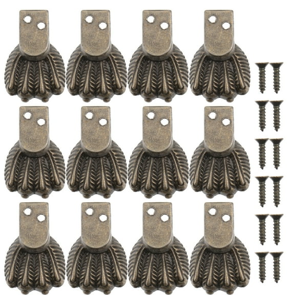 Dalidasy 12pcs Brass Jewelry Box Feet Decorative Wood Case Legs Wood Case Corner Protector Decorative Furniture Legs for DIY Jewelry Gift Box