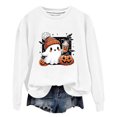 thumbnail image 4 of XAOFW Girls Halloween Sweatshirt Pumpkin Ghost Print Long Sleeve Crewneck Sweatshirts Autumn Winter Cozy Graphic Pullover For Toddler Kids Breathable Tops 1-2 Years, 4 of 4