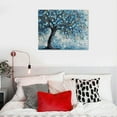 thumbnail image 5 of COMIO Tree Wall Art Teal Blue Nature Tree of Life Abstract Canvas Painting Textured Picture, Modern Large Panoramic Landscape Artwork Framed for Living Room Bedroom Bathroom Office Home Decor, 5 of 6