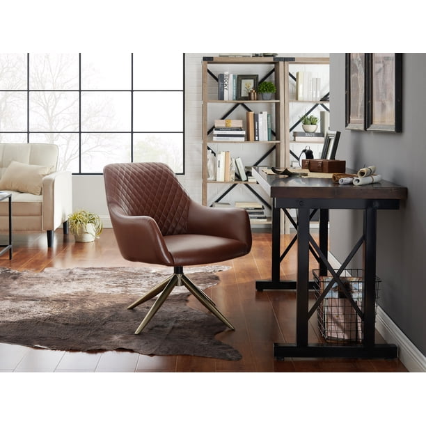 Art Leon Faux Leather Accent Chair Swivel Armchair, Cognac - Walmart