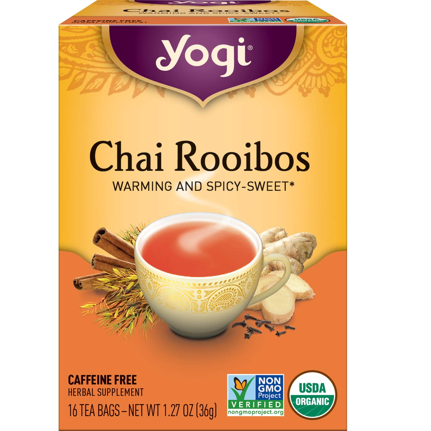 Yogi Tea Chai Rooibos (6 Pack) Warming and Spicy Sweet 96 Tea