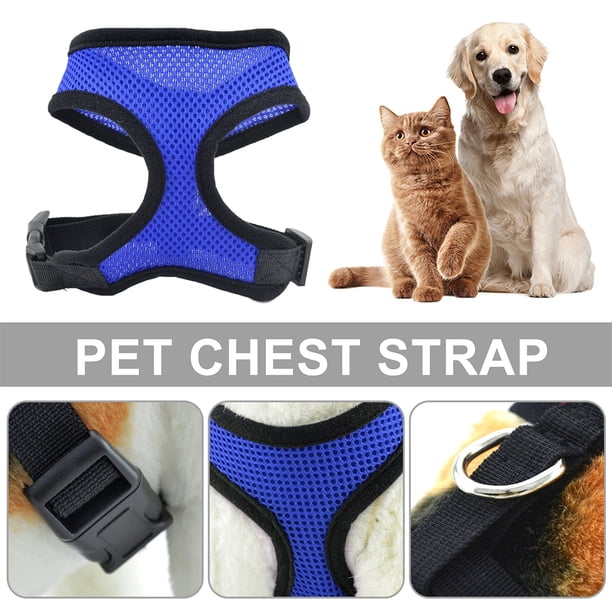 Arnés Reflectante JShteea para Perro y Gato Chaleco de Malla Azul Oscuro M Libre de BPA