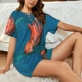 thumbnail image 4 of Honeii octopus swimming for Women's Summer Pajama Set ,Soft Short Sleeve Shirt & Matching Bottoms,Loungewear,2PCS Sleepwear Relaxed Home Wear-3X-Large, 4 of 6