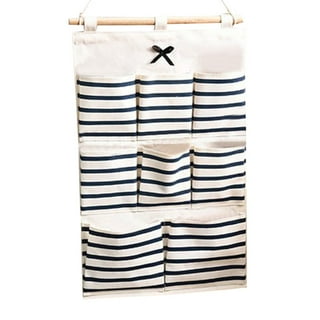 Homecube linen cotton fabric wall door cloth hanging storage bag case 5 pocket home organizer clearance