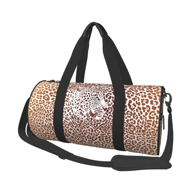 Easygdp Leopard Brown Bolsa de Viaje, Bolsa de Mano, Bolsa de Gimnasio, Bolsa de Equipaje para Viaje