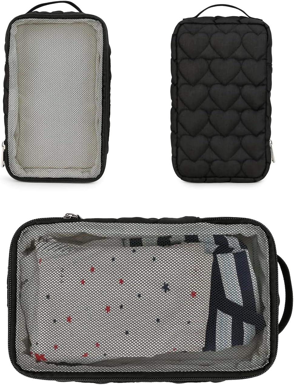 Baby Diaper Bag Organizer Pouches - 2 Pack Waterproof Pod Hanging Diaper Bag Mesh Bag Reusable, Washable or Baby Cloth Diapers (Black&White)