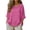 Tops-797Hot Pink, variant on Linen Tunic Tops for Women Crewneck Half Sleeve Casual Boho Vacation Wear Slouchy Relaxed Fit Subtle Striped Pattern Side Pocket Breathable Summer Tops