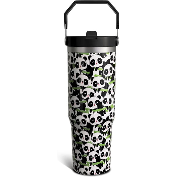 Bee Gifts 30 oz Tumbler with Top Handle and Flip Straw, Yellow Bee Happy Stainless Steel Insulated Water Bottle Cup, Animal Lover Birthday Gifts for Women Men (1 PC)