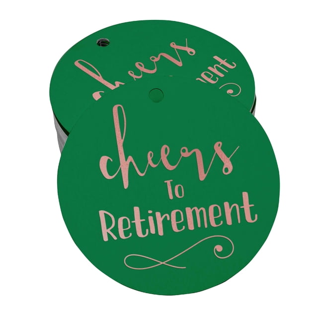 Inkdotpot Pack Of 100 Real Rose Gold Foil Paper Tags Cheers To Retirement Favor Hang Tags