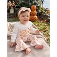 thumbnail image 3 of Cjfdfy Newborn Baby Girls Halloween Outfits My First Halloween Letter Pumpkin Ghost Embroidery Long Sleeve Romper And Flared Pants Headband Set Cute Infant Fall Outfit, 3 of 9