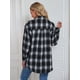 thumbnail image 4 of Blusa informal de franela de manga larga con botones y tapeta a cuadros para mujer, 4 of 7