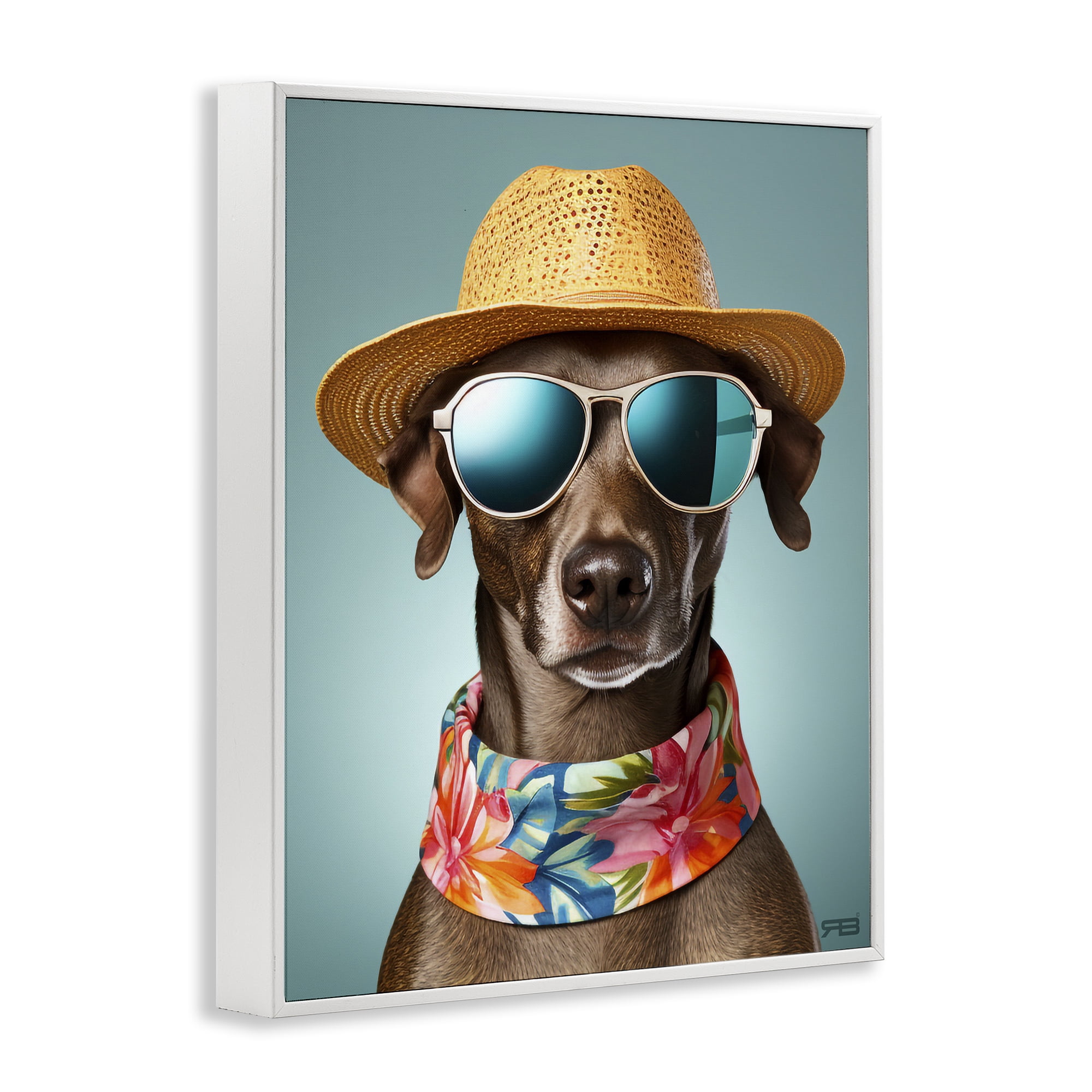 Stupell Industries Beach Ready Pup Animals & Insects Painting White Framed Art Print Wall Art, 11 x 14