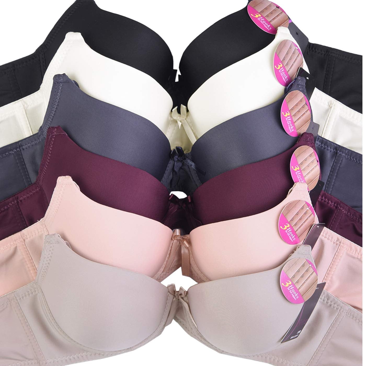DailyWear DailyWear Womens Everyday 6 Pack of Bras (40C, 4129P1