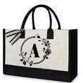 thumbnail image 2 of Fashion Canvas Handbag for Women Letter Flowers Printed Hit Color Portable, 2 of 6
