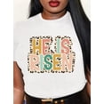 thumbnail image 1 of Plus Size Easter Day Casual T-shirt, Women's Plus Letter Print Short Sleeve Slight Stretch Tee Tee For Adult, Men, Women, Teen, Teenager, Adolescent, Youth, 1 of 8