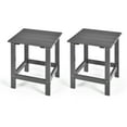 thumbnail image 1 of Costway 2 Pcs Table d'Appoint de Patio 15 Pouces Table Basse Carrée à Lattes en Bois pour Terrasse Gris, 1 of 10