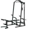 thumbnail image 1 of Soozier Multi-Functional Power Cage with Adjustable Bench & Cable System – Black Home Gym Strength Training Rack – 15-Level Squat Rack for Living Room & Garage, 1 of 7