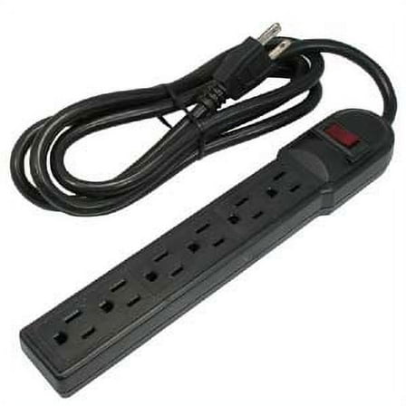 ACCL 6Ft 6-Outlet Surge Protector 14AWG/3, 15A, 90J Black, 1 Pack