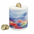 thumbnail image 1 of Flower Piggy Bank, Paint of Nature Elements Botanic Floral Motives Artisan Depition of Natural Life, Ceramic Coin Bank Money Box for Cash Saving, 3.6" X 3.2", Red Blue, by Ambesonne, 1 of 4