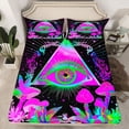 thumbnail image 2 of Feelyou Fuchsia Mushroom Twin Sheet Sets, Mystic Eye Print Bedding, 3pcs, 2 of 7