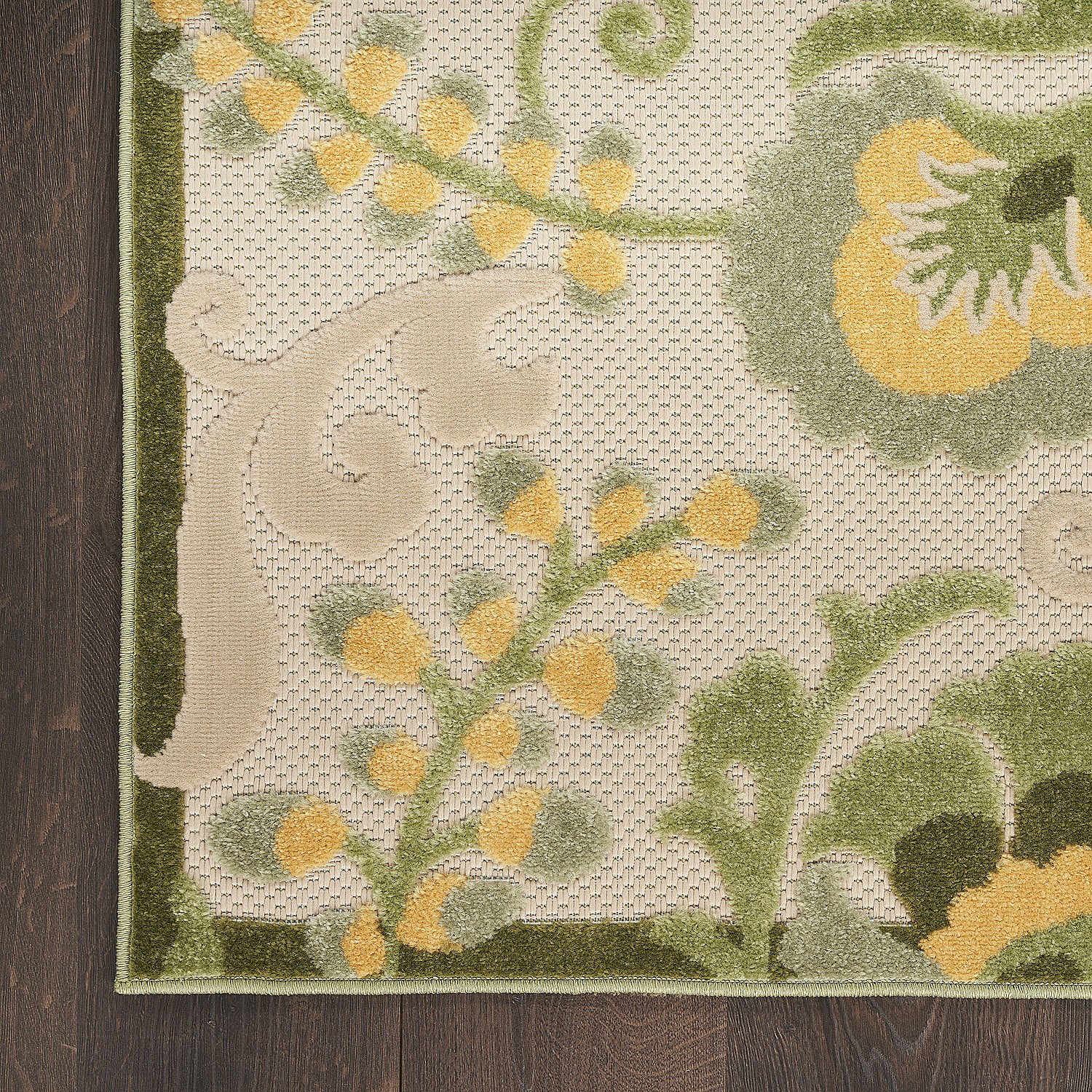 Nourison Aloha Farmhouse Indoor/Outdoor Ivory Green 3'6" x 5'6" Area Rug (4x6)