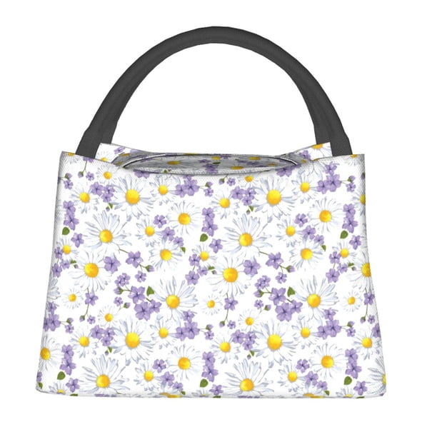 Balery Daisies Flowers Bolsa de Aislamiento Portátil – Bolsa de Almuerzo con Forro de Aluminio Mejorado, Funda Impermeable y Fácil de Limpiar para Picnic y Caja de Almuerzo