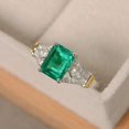 thumbnail image 3 of emerald ring, May birthstone ring, green gemstone ring, Emerald shape emerald,, 3 of 5