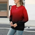 thumbnail image 4 of Makaor Sweatshirt Women Crew Neck Tops Fleece Long Sleeve Pullover Gradient Casual Fall Clothes Red S, 4 of 5