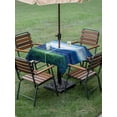 thumbnail image 4 of Outdoor Tablecloth with Umbrella Hole for Patio/Picnic/Party/Camping, Football Stadium Waterproof Table Cloth Square Cover Washable, Blue Green Sport Modern Art (60"x 60"), 4 of 9